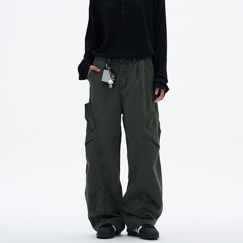 Damen weite Cargo-Hose im Baggy-Stil mit Utility-Taschen Drune