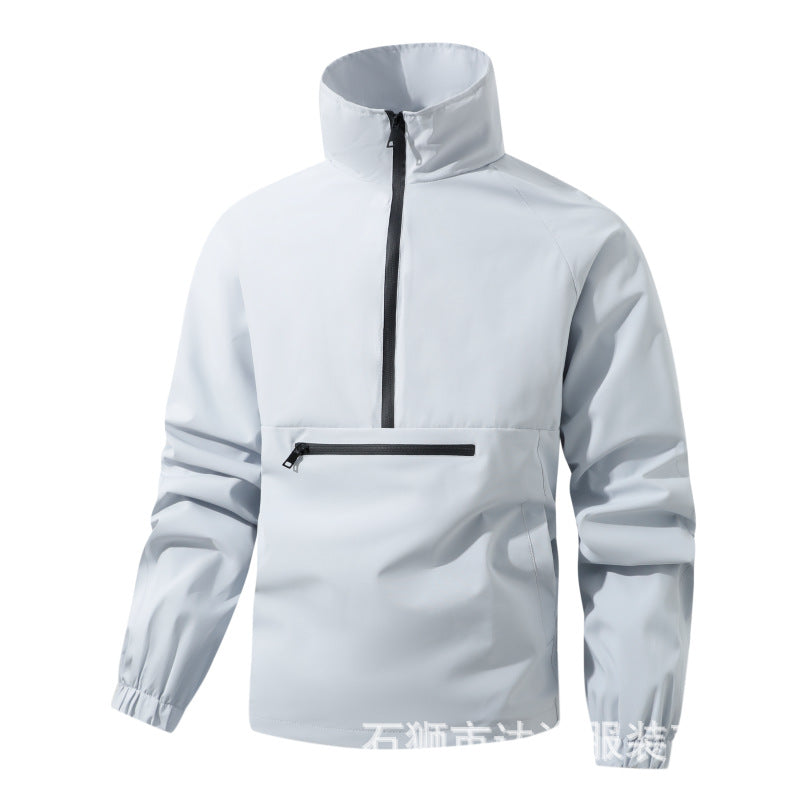 Herren Wind- und Wasserabweisende Anorak-Pulloverjacke mit Halbreißverschluss und Kängurutasche Drune