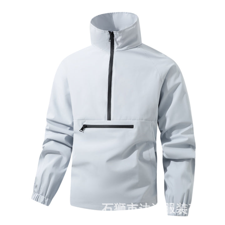 Herren Wind- und Wasserabweisende Anorak-Pulloverjacke mit Halbreißverschluss und Kängurutasche Drune