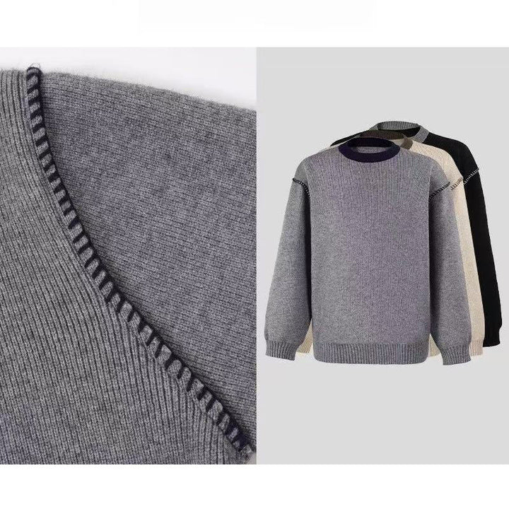 Damen Modischer Grobstrickpullover mit hochgeschlossenen Kragen Drune