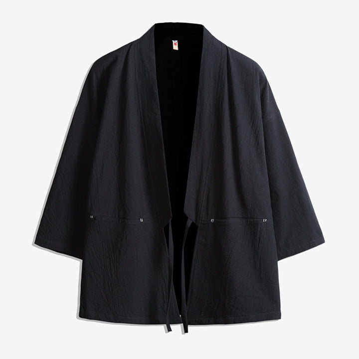 Unisex Kimono-Jacke im Oversize‑Schnitt aus leichter Baumwollmischung mit Bindegürtel Drune