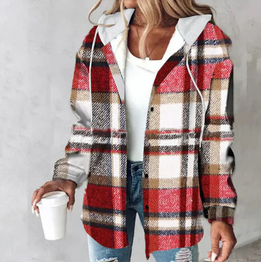 Damen Kapuzencardigan mit Streifen und Druckknopfblende Drune