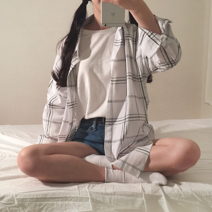 Damen gestreifte Overshirt-Bluse im lässigen Schnitt mit übergroßen Ärmeln