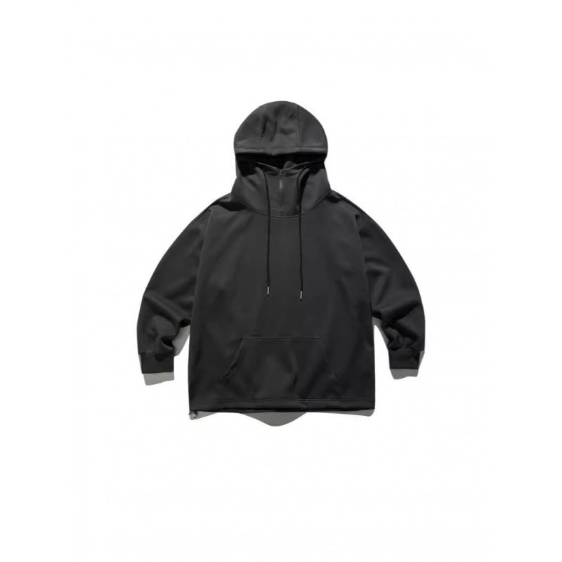 Unisex Oversize-Kapuzenpullover mit Halbreißverschluss und Kängurutasche Drune