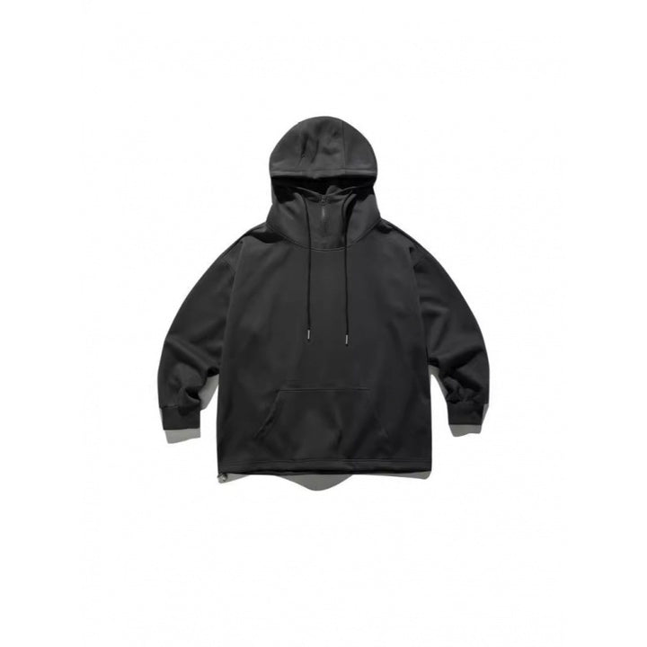 Unisex Oversize-Kapuzenpullover mit Halbreißverschluss und Kängurutasche Drune