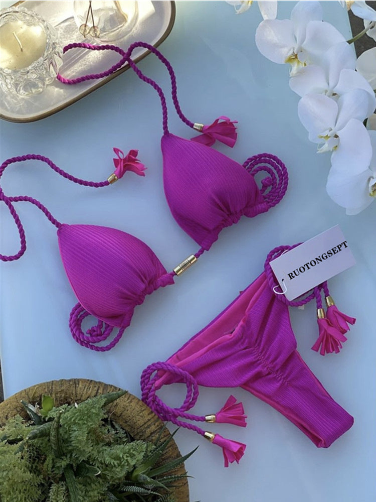 Damen Bikini-Set mit verstellbaren Riemen und raffiniertem Design Drune