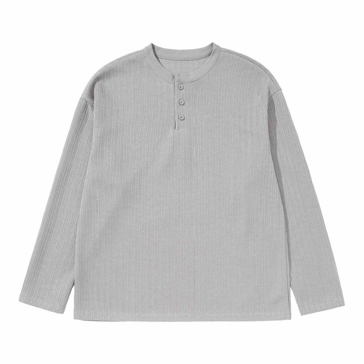Unisex Strukturierter Waffel-Henleyshirt mit geradem Saum und Oversize-Silhouette Drune