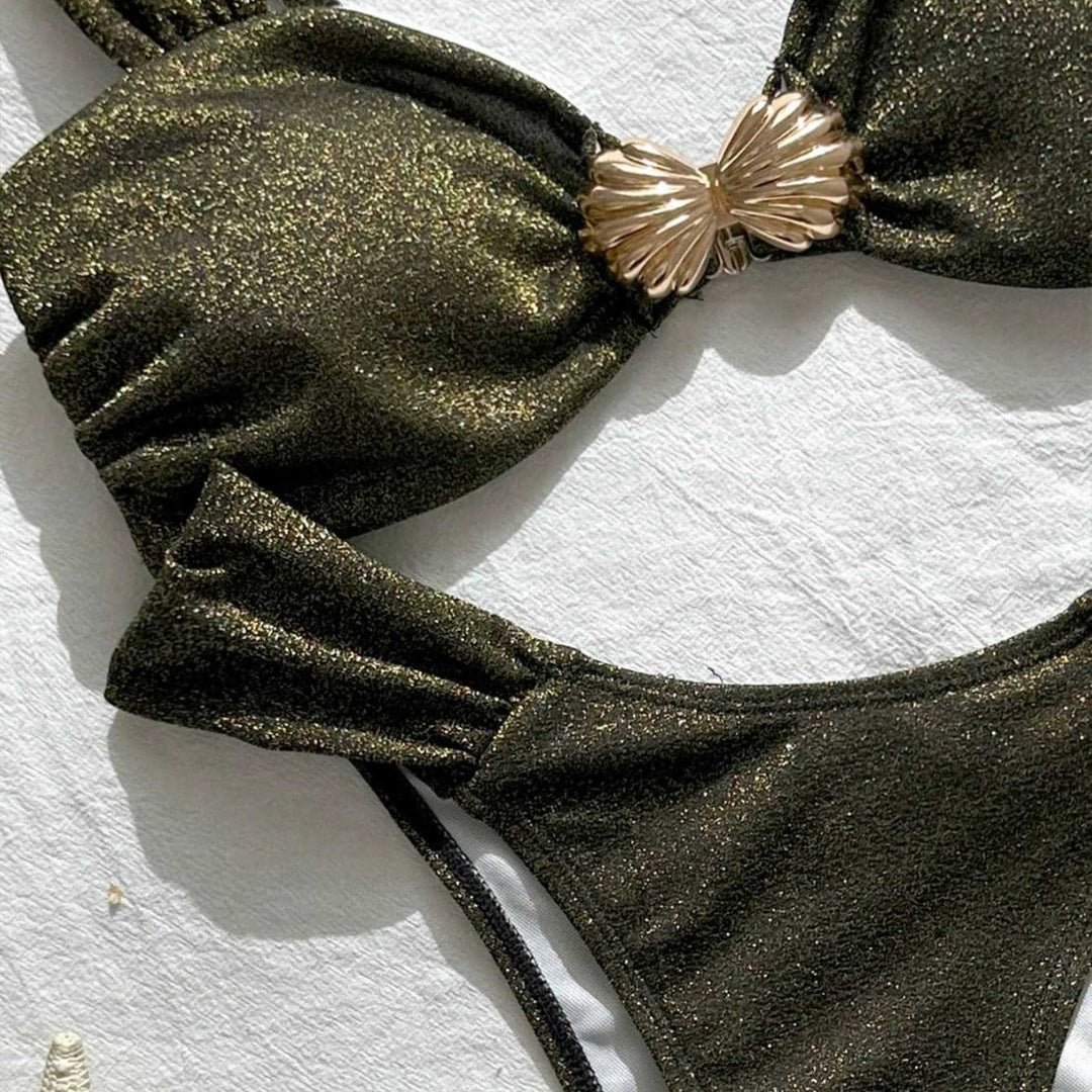 Damen Glitzernder Bikini mit dekorativem Muschel-Detail Drune