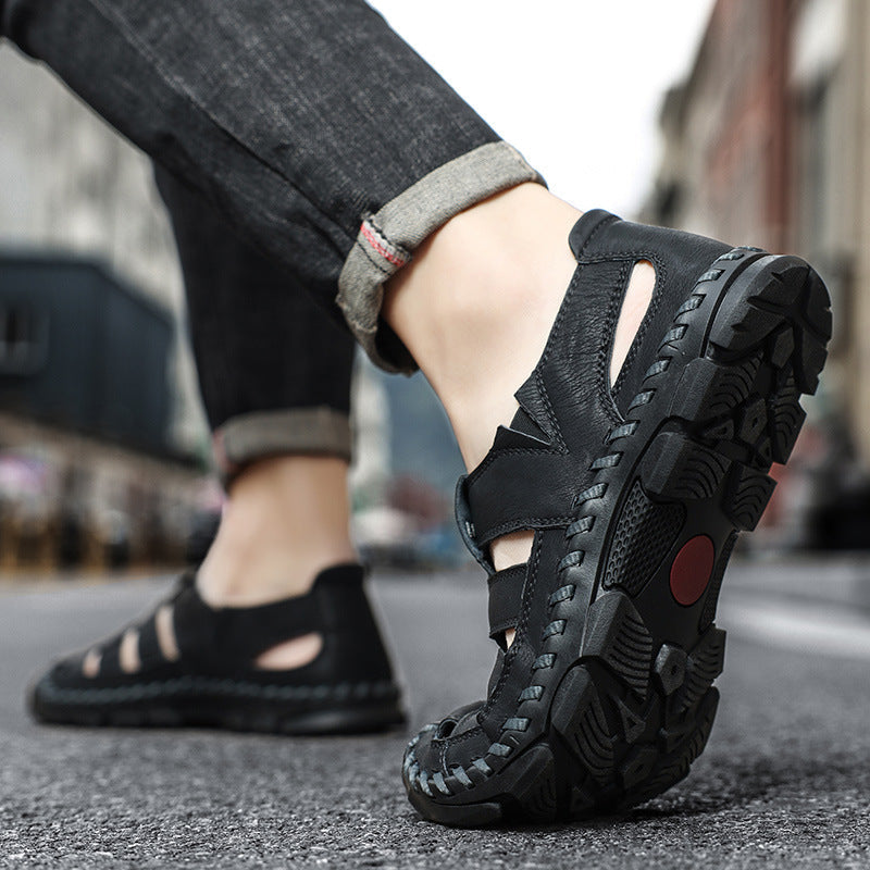 Herren Sandalen mit atmungsaktiven Riemen und rutschfester Sohle Drune