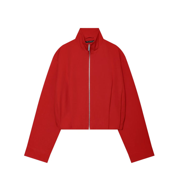 Damen Cropped Blousonjacke mit hohem Stehkragen, kastiger Silhouette und durchgehendem Metallreißverschluss Drune