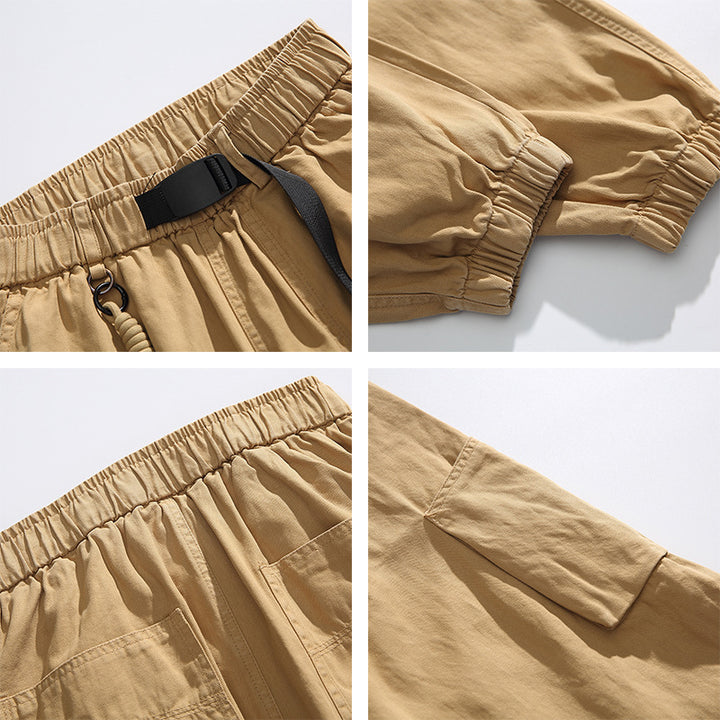 Herren Weite Canvas-Cargo-Jogginghose im Utility-Style mit elastischem Bund, integriertem Webgürtel und Bündchen Drune
