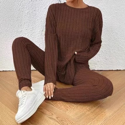 Damen lässiges Strick-Crop-Set mit weitem Schnitt Drune