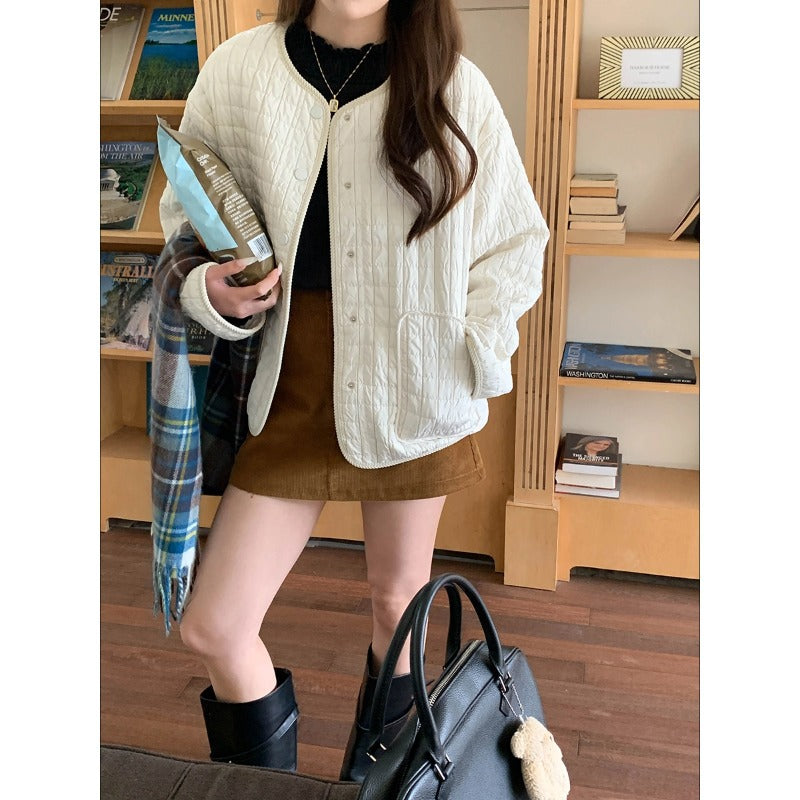 Damen gestepptes Oversized-Jacke Drune