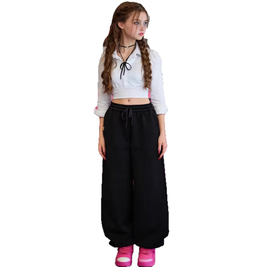 Damen lockere Sweatpants mit elastischem Bund und weitem Schnitt