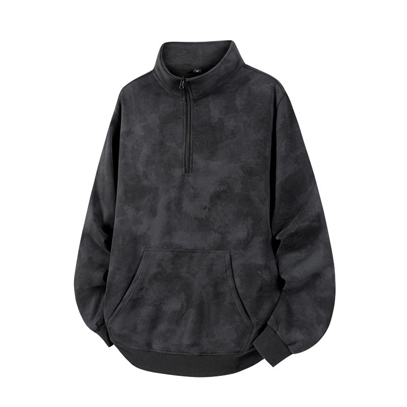 Unisex Oversize-Halbzip-Sweatshirt mit Kängurutasche und hohem Kragen Drune