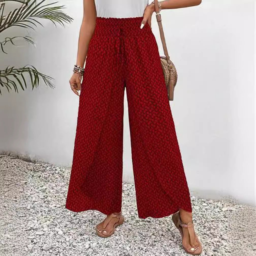 Damen Weite Palazzo-Hose mit bindbarem Bund Drune