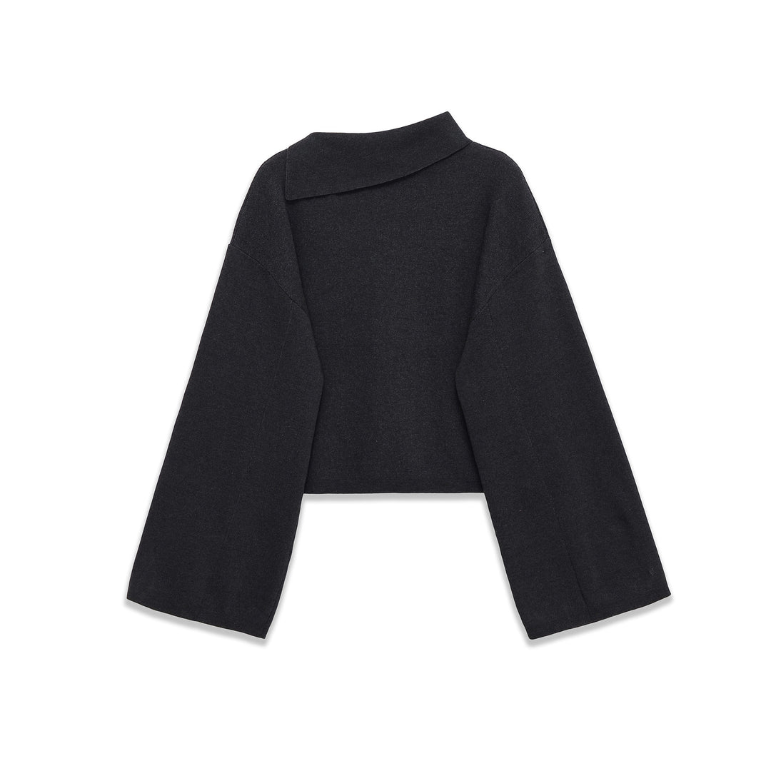 Damen nan oversized kurz geschnittener Pullover mit asymmetrischem Stehkragen und weitem Kimonoärmeln Drune