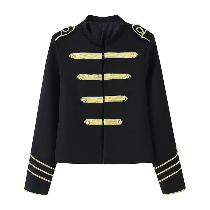 Damen Kurzblazer im Militärstil mit goldener Galonapplikation Drune