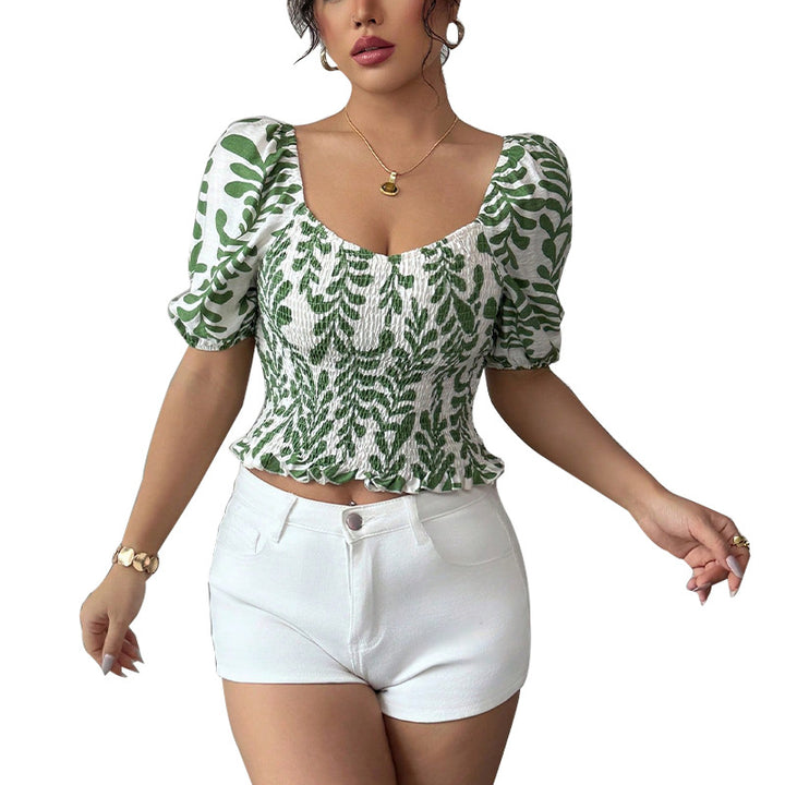 Damen Sommerbluse mit voluminösen Ärmeln und floralem Muster Drune