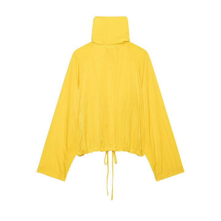 Damen Leichte Cropped-Windjacke mit hohem Stehkragen und Tunnelzug Drune