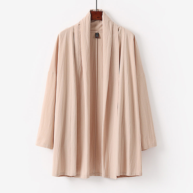 Unisex Offene Kimono-Cardigan aus leichter Baumwoll-Leinen-Mischung Drune