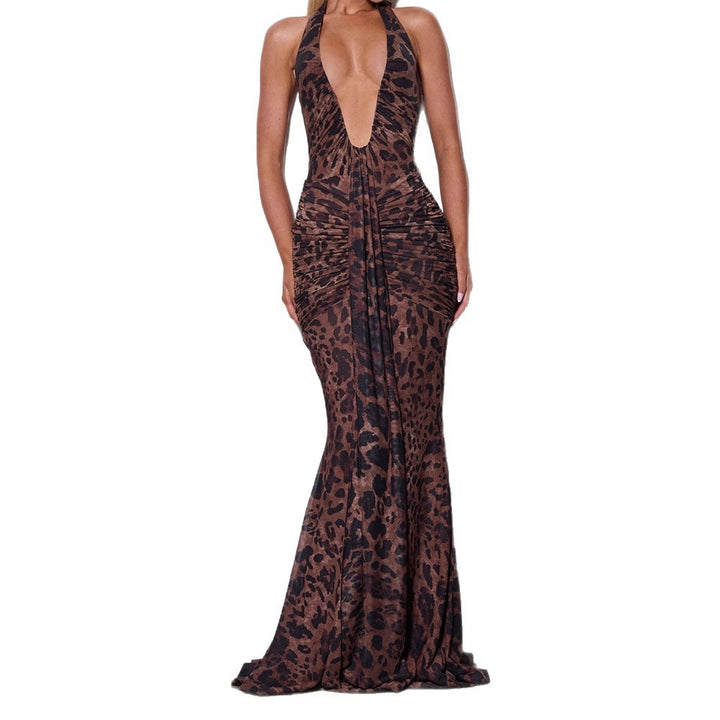 Damen Elegantes Wickelkleid mit tiefem V-Ausschnitt und raffiniertem Faltenwurf Drune