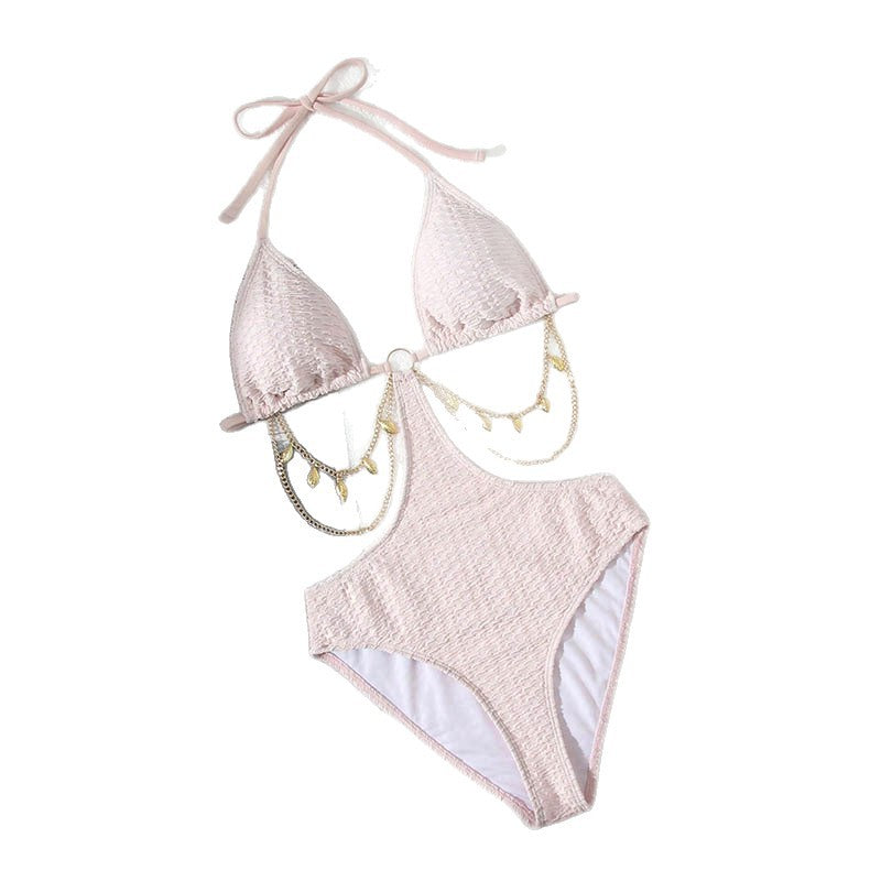 Damen Triangel-Bikini mit modischem Kettenakzent und verstellbaren Trägern Drune