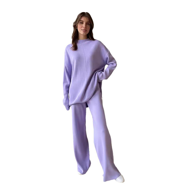 Damen lässiges Strickset mit weitem Schnitt und hohem Kragen Drune