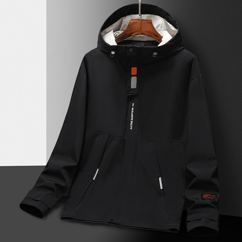 Herren Leichte Utility-Regenjacke mit Kapuze, winddichtem Softshell und reflektierenden Einsätzen Drune
