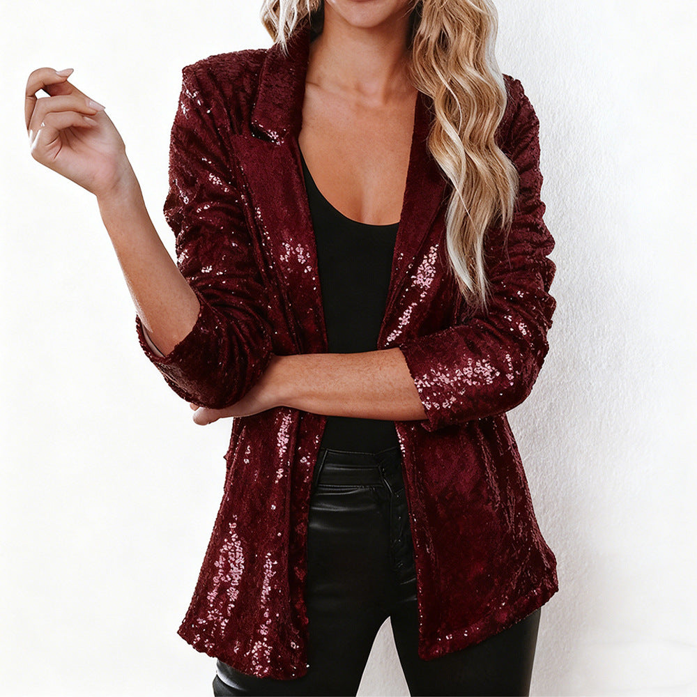 Damen Glitzer Blazer Drune