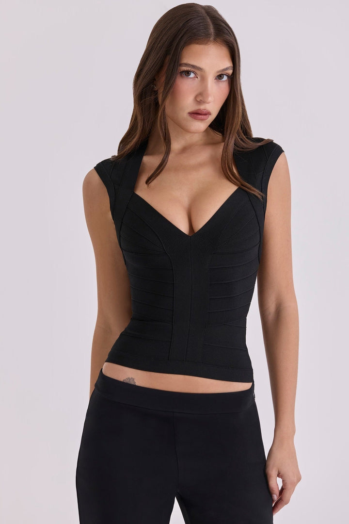 Damen figurformendes Top mit modernem V-Ausschnitt und hochwertigem Material Drune
