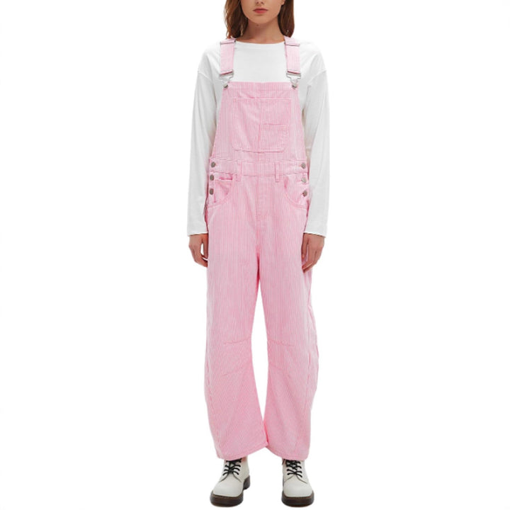 Damen nan weite Latzhose mit verstellbaren Trägern, großer Latztasche und seitlichen Druckknöpfen Drune