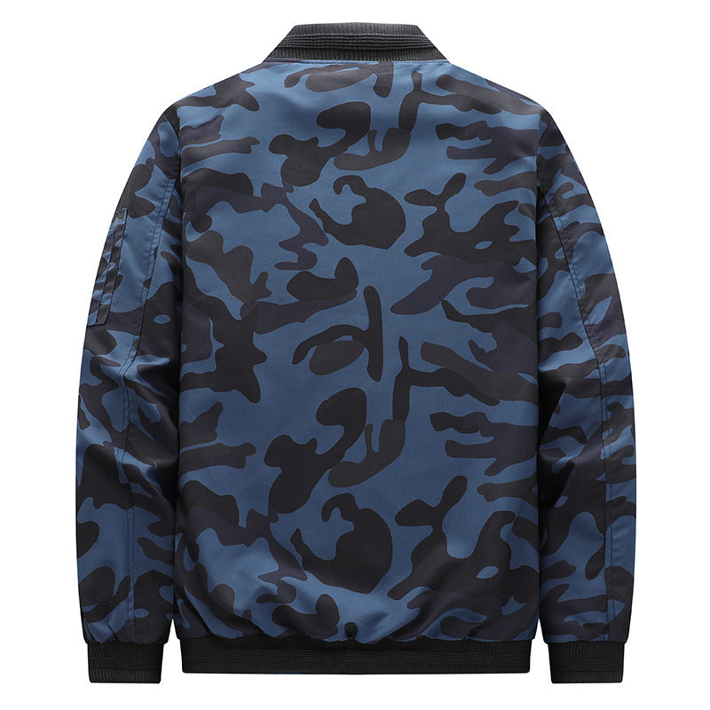 Herren Camouflage-Bomberjacke im Military‑Look mit Reißverschluss und Ärmel‑Utilitytasche Drune