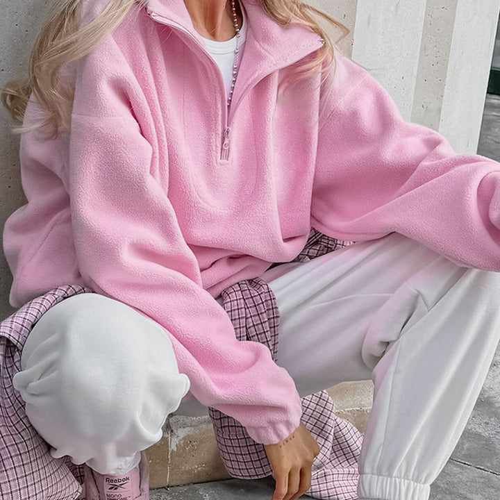 Damen Hochwertiger Fleece-Pullover mit kurzem Reißverschluss Drune