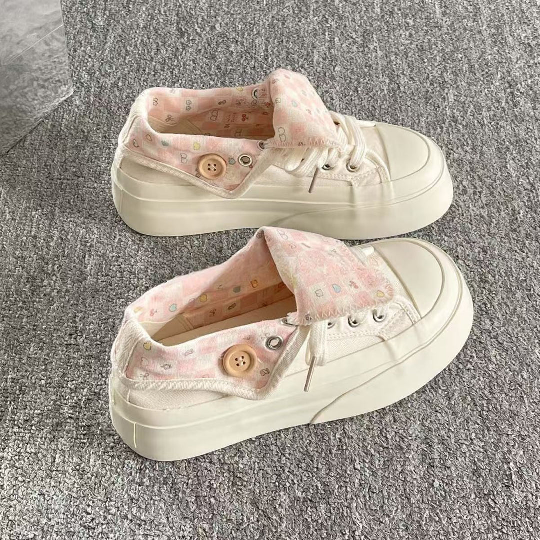 Damen Plattform-Sneaker mit floralem Innenfutter und gemütlichem Kragen Drune