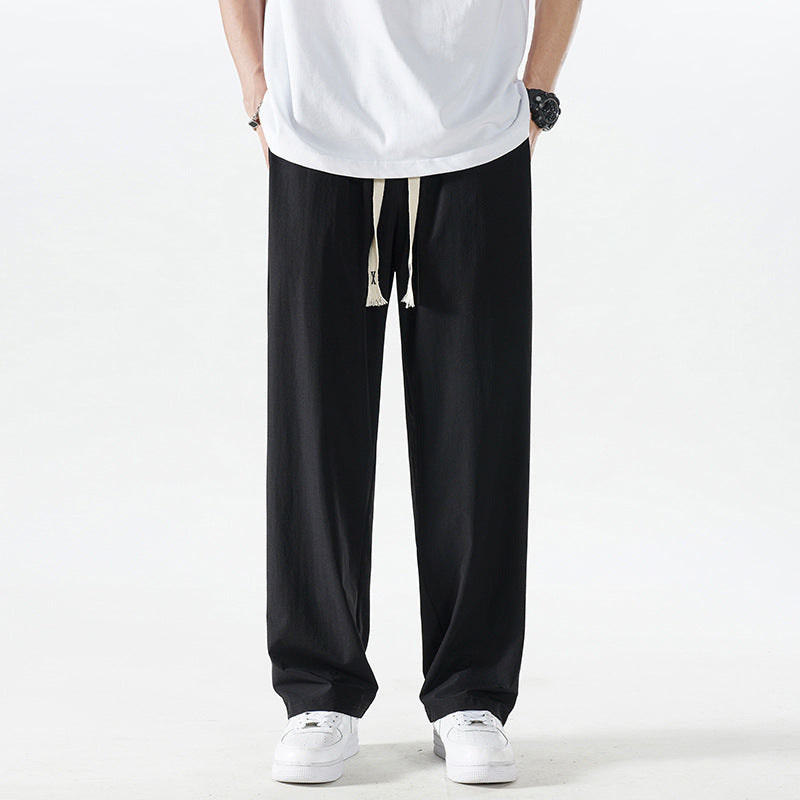 Herren Leichte Relax-Fit-Loungehose aus atmungsaktivem Jersey mit elastischem Tunnelbund, breitem Kordelzug & geripptem Beinabschluss Drune