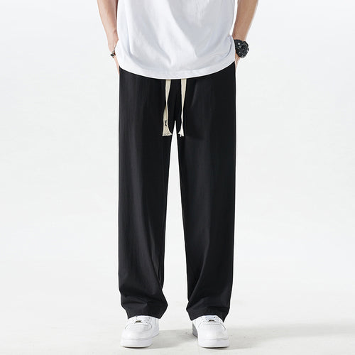 Herren Leichte Relax-Fit-Loungehose aus atmungsaktivem Jersey mit elastischem Tunnelbund, breitem Kordelzug & geripptem Beinabschluss Drune