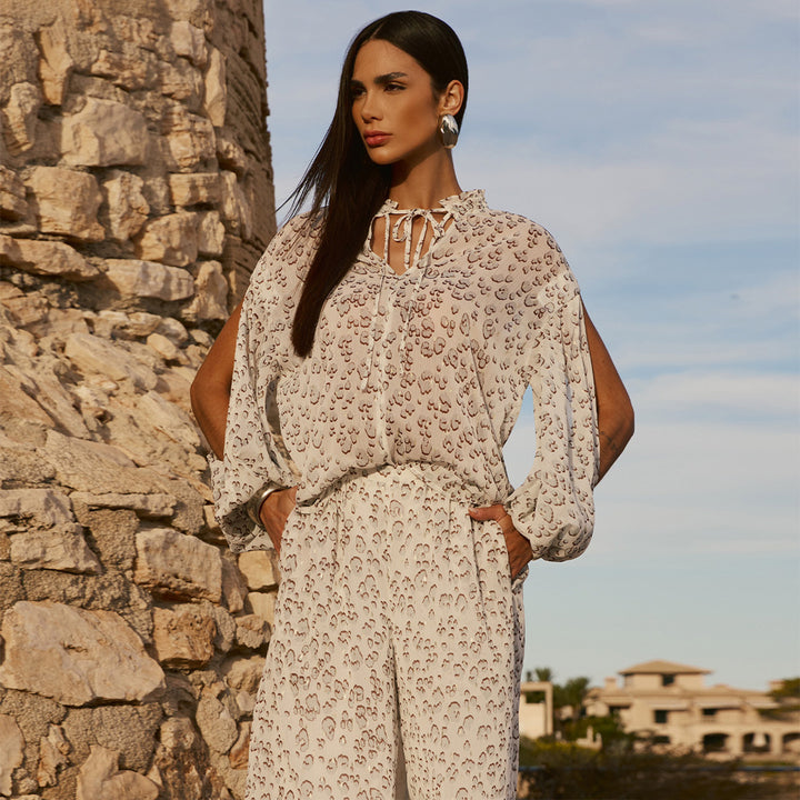 Damen Hosenanzug mit elegantem Print und lockerer Passform Drune