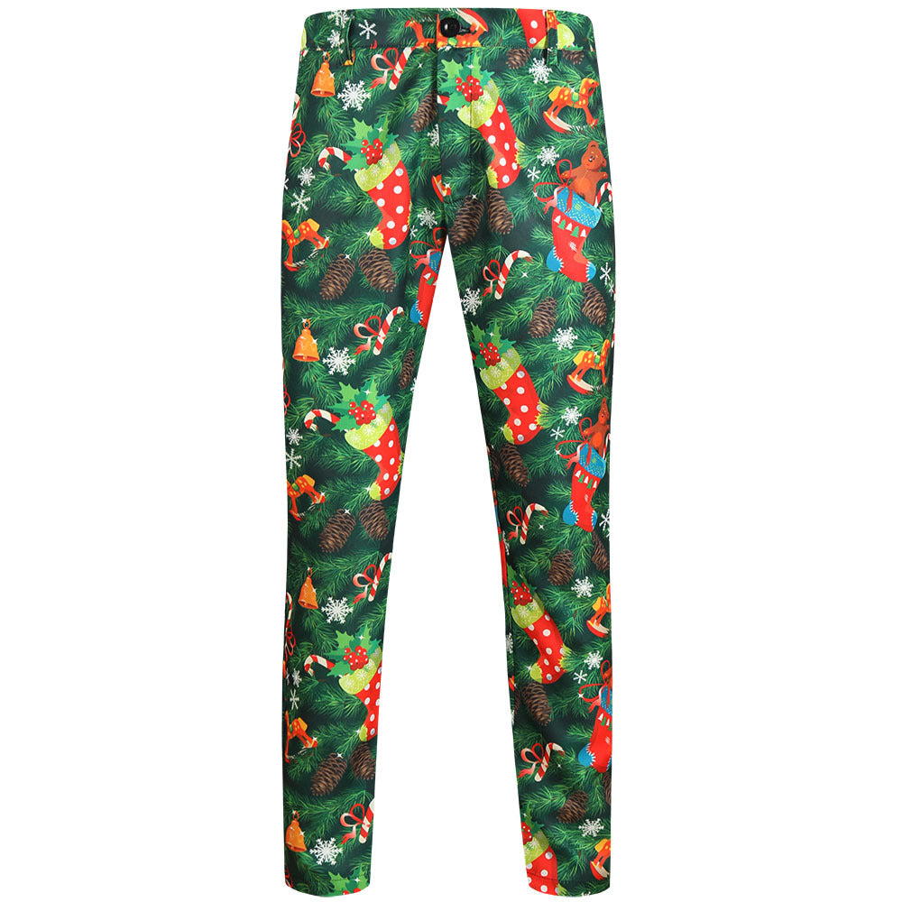 Herren Weihnachtliche Slim‑Fit Chinohose mit Allover-Santa‑Print und Stretchkomfort Drune