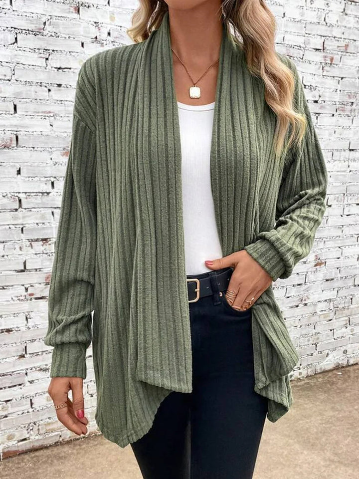 Damen lässiger Strickcardigan mit markantem Rippdesign Drune