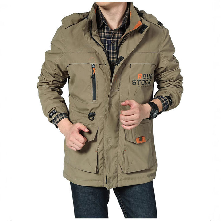Herren Wetterfeste Outdoorjacke mit verstellbarer Kapuze Drune