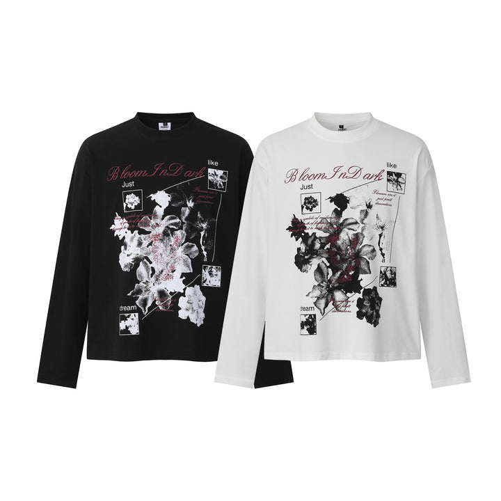 Damen Langarmshirt mit floralem Fotoprint und Oversize-Boxy-Schnitt Drune