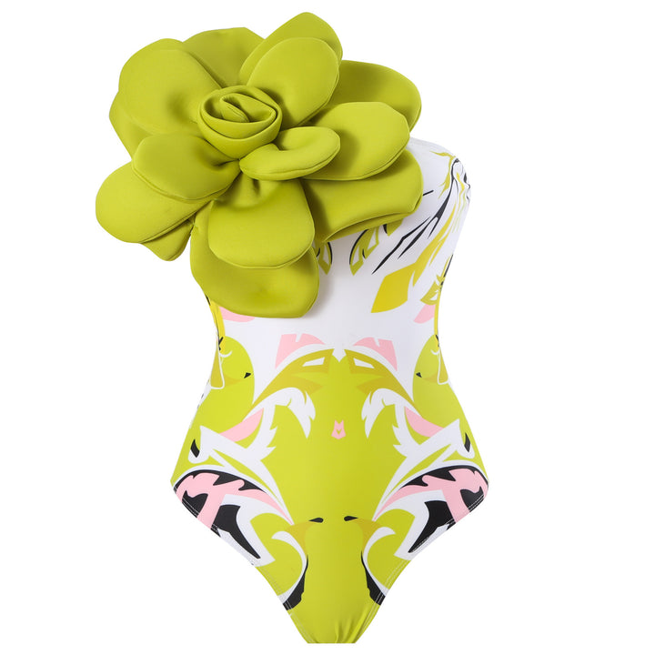 Damen Eleganter Badeanzug mit großem Blumen-Detail und transparentem Überrock Drune