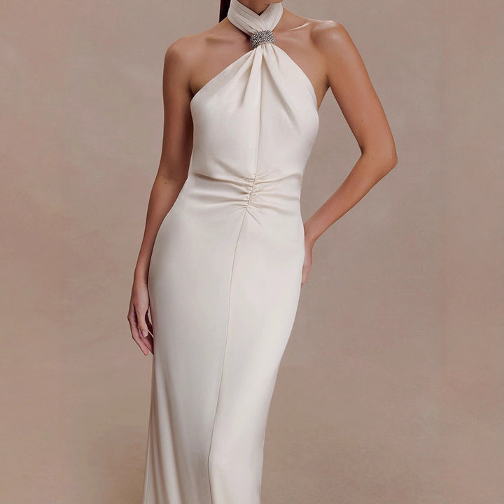 Damen Elegantes Halterkleid mit Raffung Drune