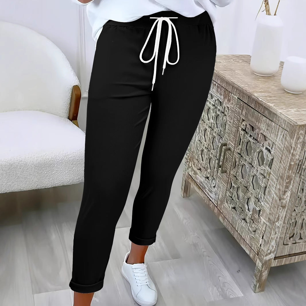 Damen Slim-Fit Jogginghose mit Tunnelzug und Umschlagbündchen Drune