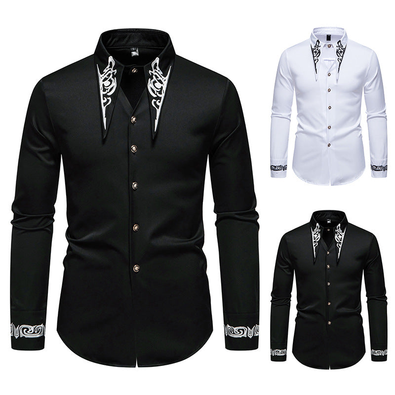 Herren Langarmhemd mit ornamentalen Akzenten Drune