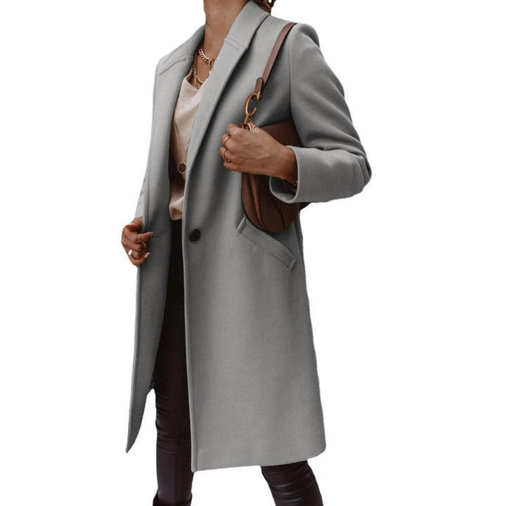 Damen Mantel mit fallendem Revers, geradem Schnitt und Leistentaschen Drune