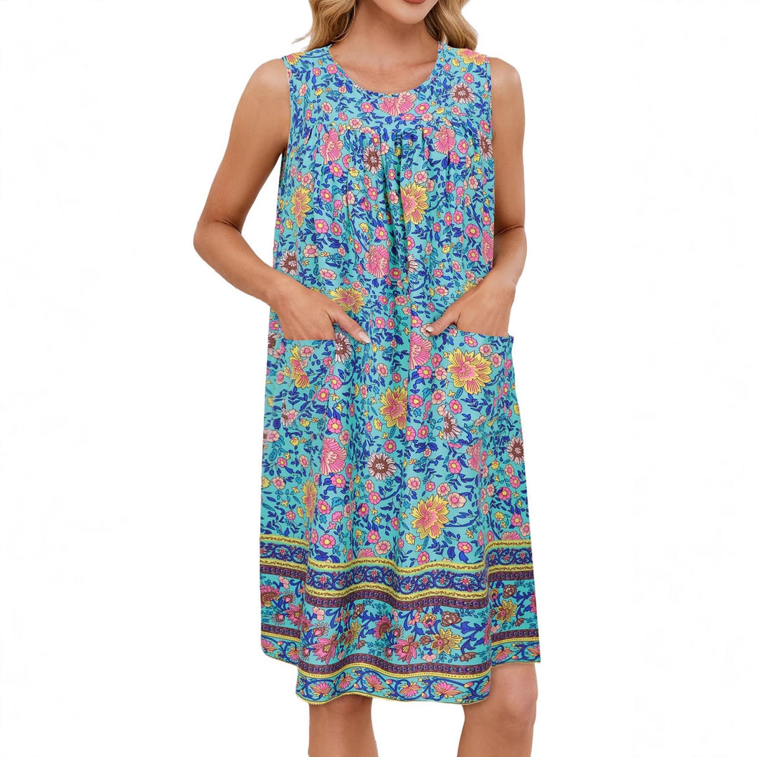 Damen luftiges Strandkleid mit praktischen Taschen und floralem Muster Drune