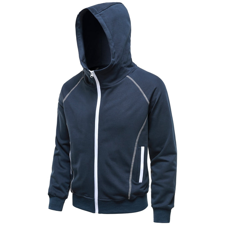 Herren Kapuzen-Zipjacke im sportlichen Raglanstil mit Kontrastnähten und gerippten Bündchen Drune