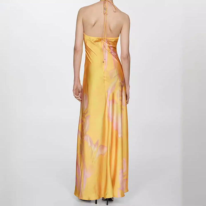 Damen Maxi-Kleid mit eleganter Drapierung und floralem Muster Drune